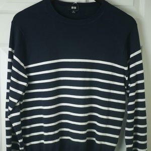 Uniqlo Men's Crew Neck Sweater Navy Striped XS
